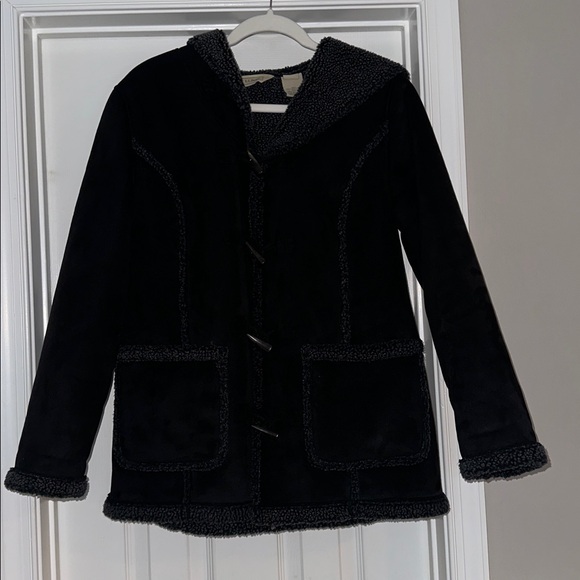 L.L. Bean Jackets & Blazers - LL Bean Womens Faux Suede Sherpa Lined Toggle Duffle Coat